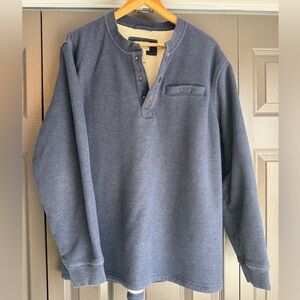 LL Bean Thermal Henley Shirt Mens Extra Large Blue Waffle Sherpa Fleece Lined